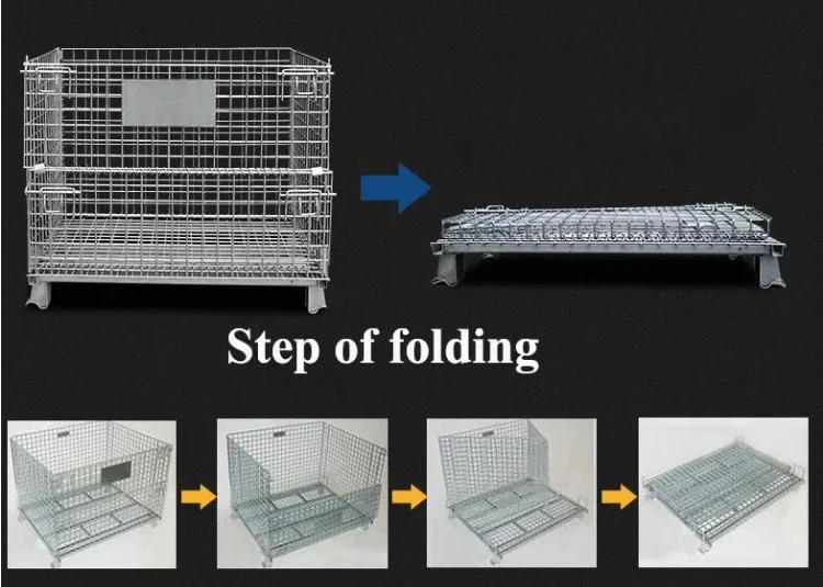 Heavy Wire Mesh Container Foldable Pallet Warehouse Lockable Storage Cages