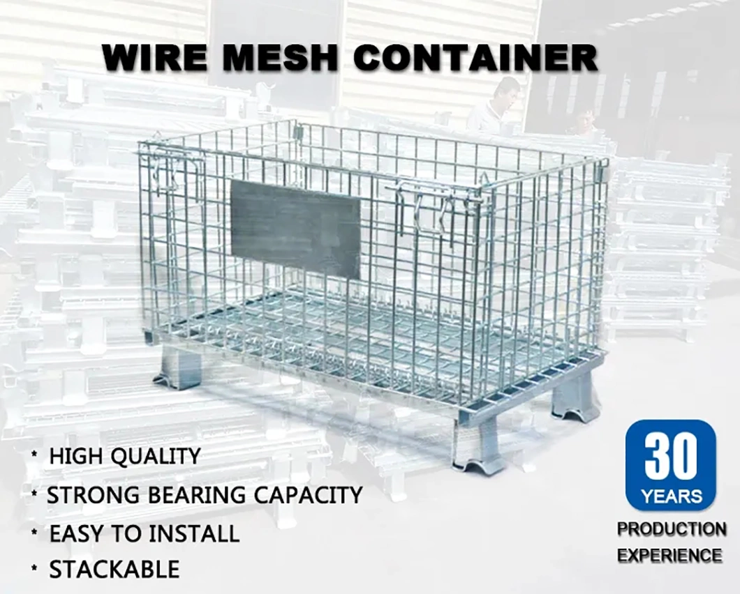 Wholesale Collapsible Lockable Wire Mesh Container Metal Storage Cages for Warehouse
