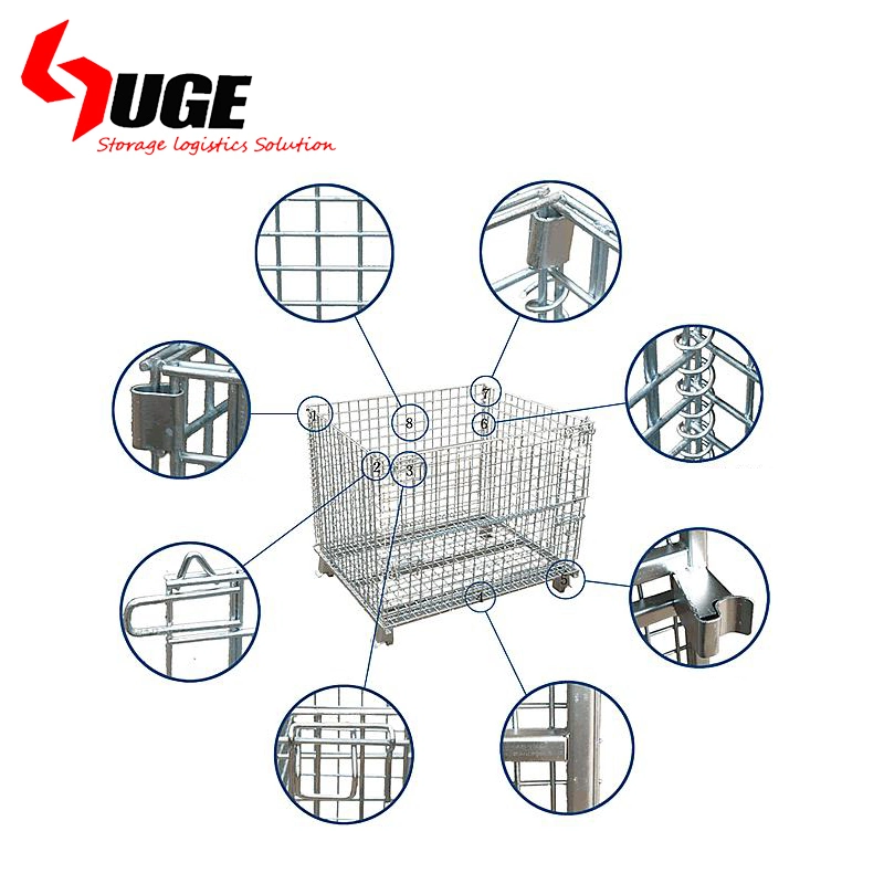 Heavy Wire Mesh Container Foldable Pallet Warehouse Lockable Storage Cages