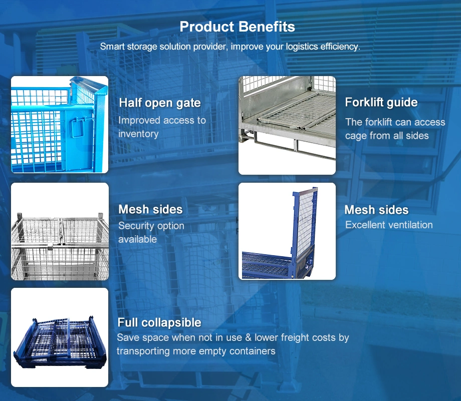 Australia Galvanized Warehouse Stackable Lockable Storage Metal Wire Mesh Stillage Cages