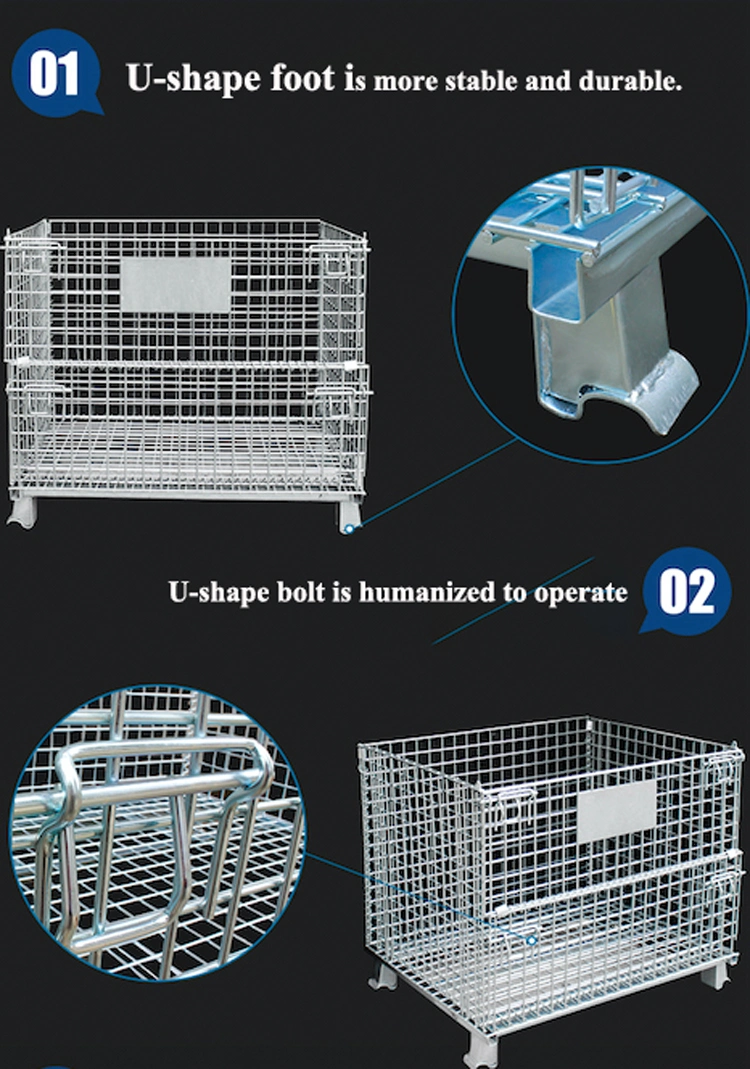 Lockable Wire Mesh Warehouse Metal Storage Cage with Wheels