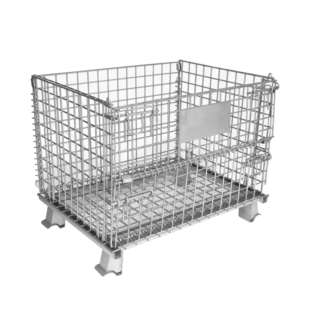 Wire Mesh Container Foldable Collapsible Steel Metal Wire Mesh Storage Cage Pallet Containers