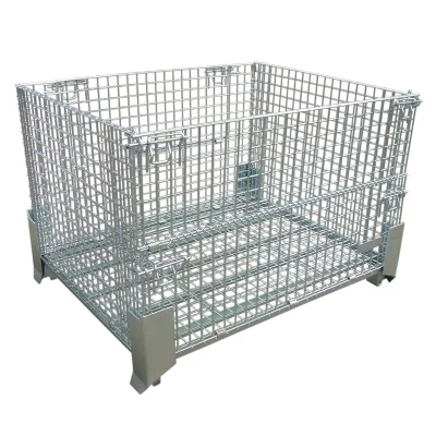 Cargo Transport Storage Forklift Safety Galvanized Folding Wire Cages