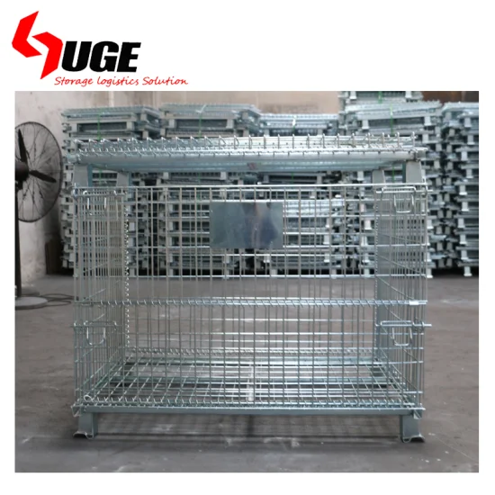 Lockable Wire Mesh Warehouse Metal Storage Cage with Wheels